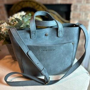 PORTLAND LEATHER GOODS Mini Crossbody Tote Bag Purse Deep Water Blue